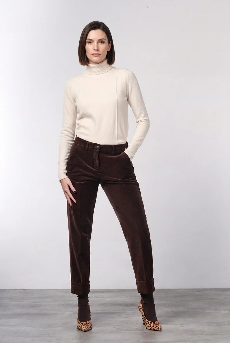 New York Carrot pantalon chino femme en velours lisse carrot fit ①