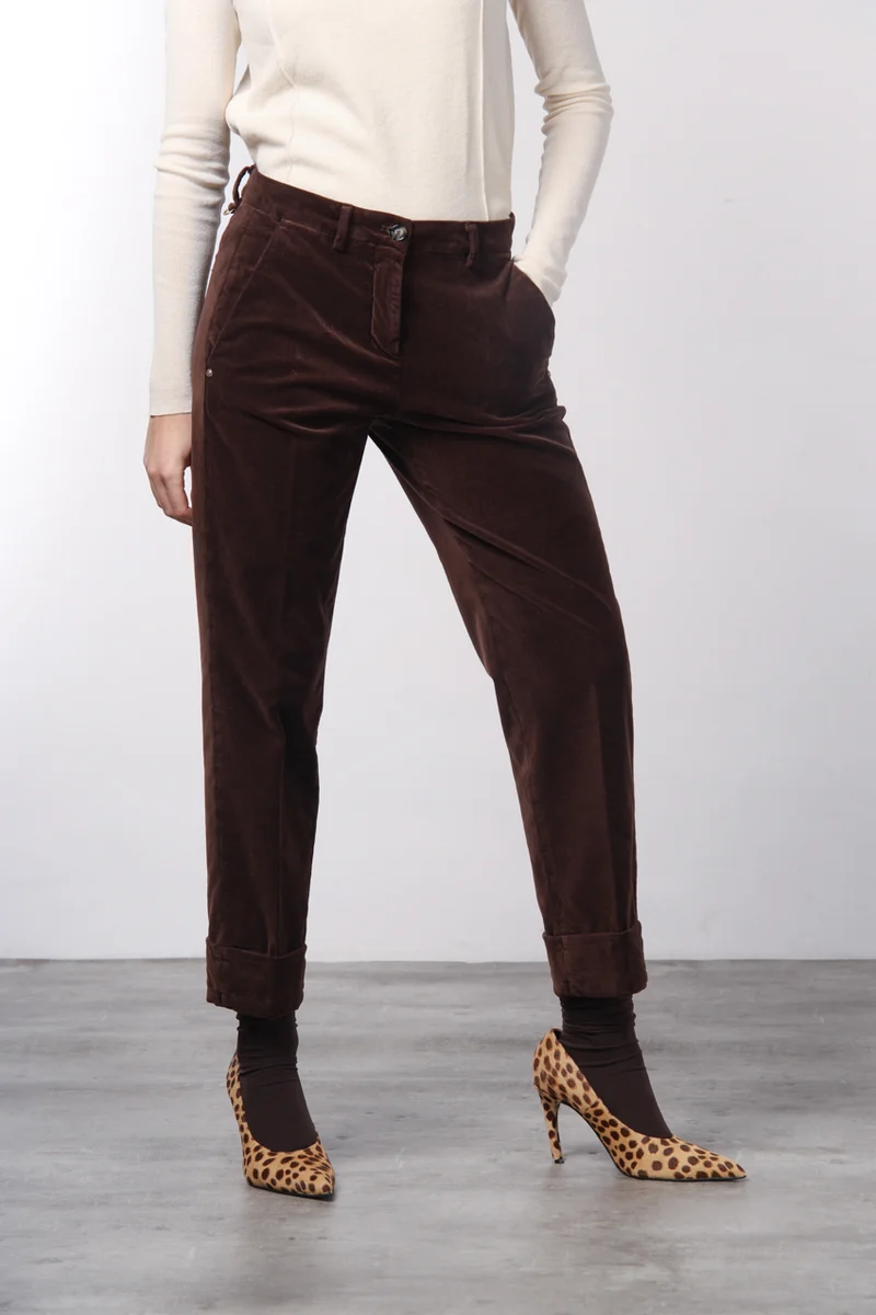 New York Carrot pantalon chino femme en velours lisse carrot fit ①