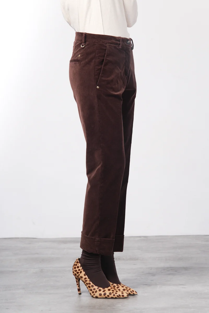 New York Carrot pantalon chino femme en velours lisse carrot fit ①