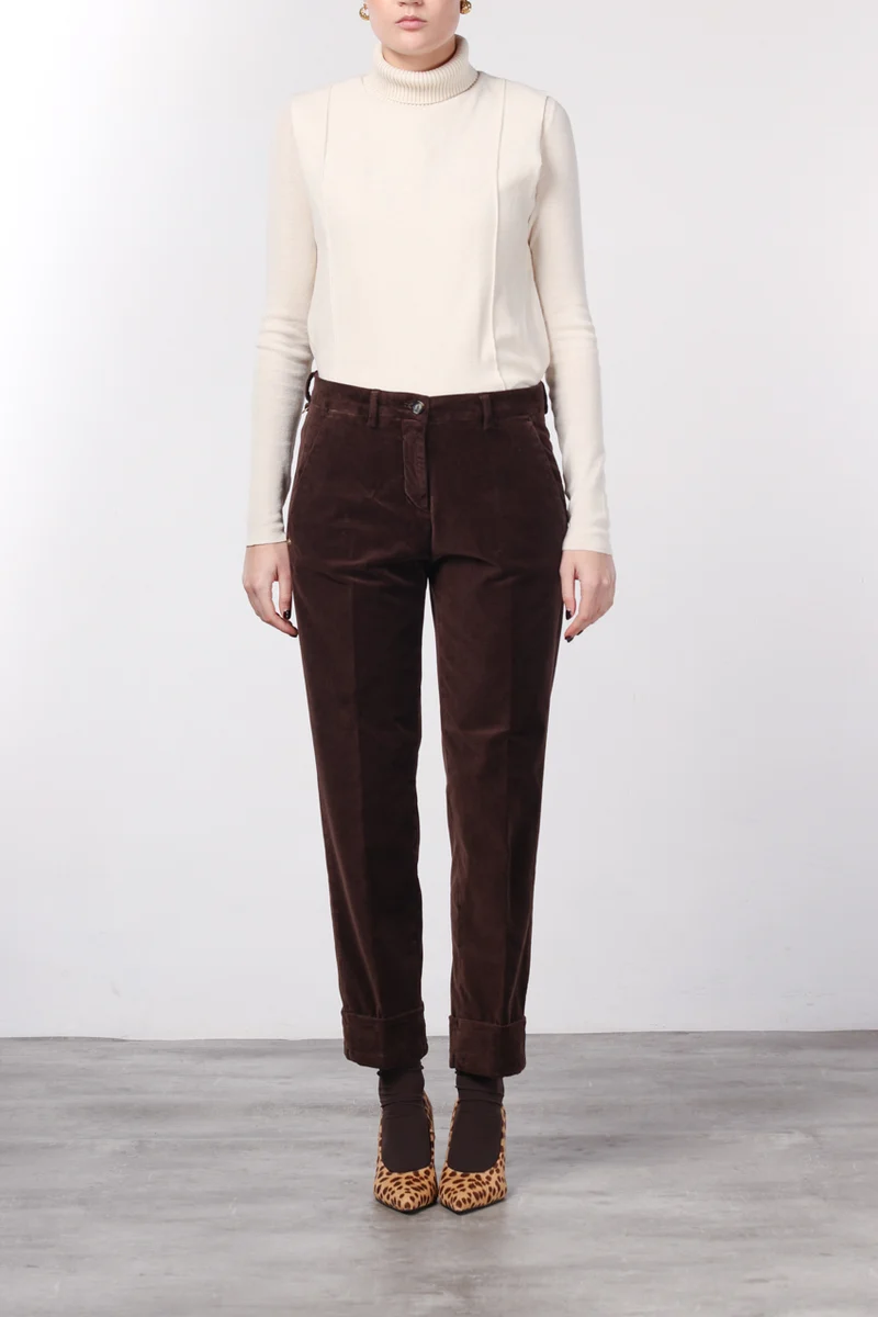New York Carrot pantalon chino femme en velours lisse carrot fit ①