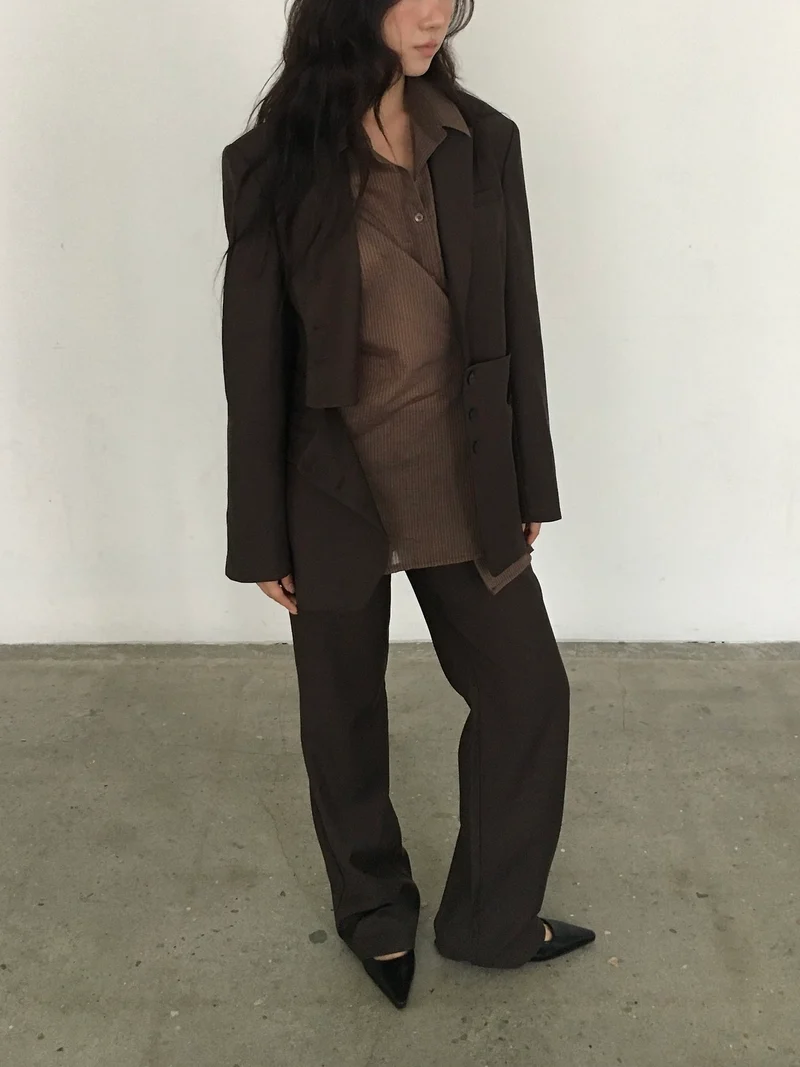 Lovemoment Two-Way Detachable Button Blazer Set