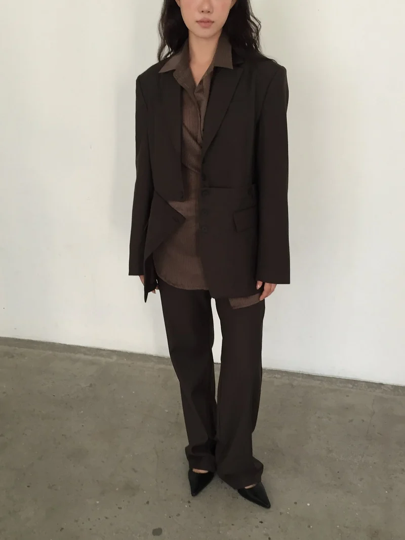 Lovemoment Two-Way Detachable Button Blazer Set