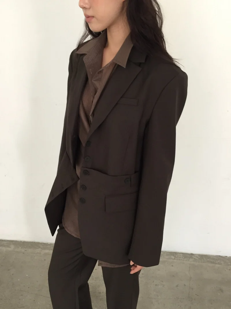 Lovemoment Two-Way Detachable Button Blazer Set