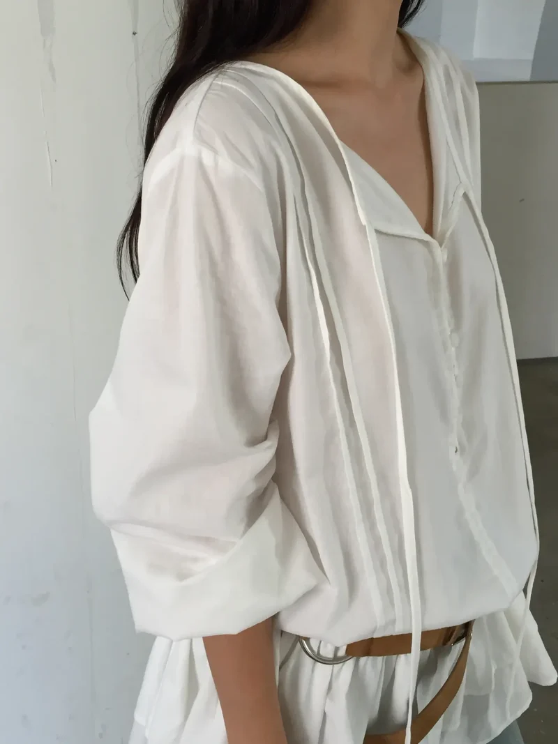 Lovemoment Button Front Drawstring Ruffle Mini Dress