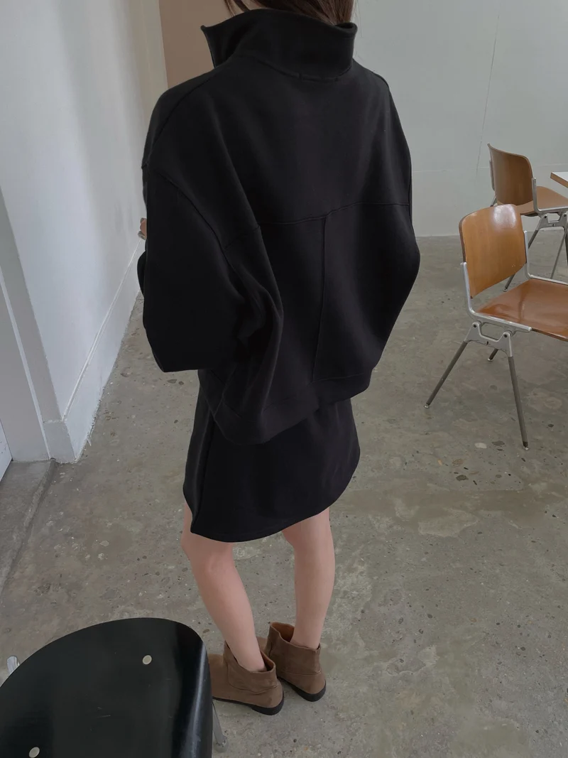 LeAhicon Cropped Stand Collar Half Zip Sweatshirt