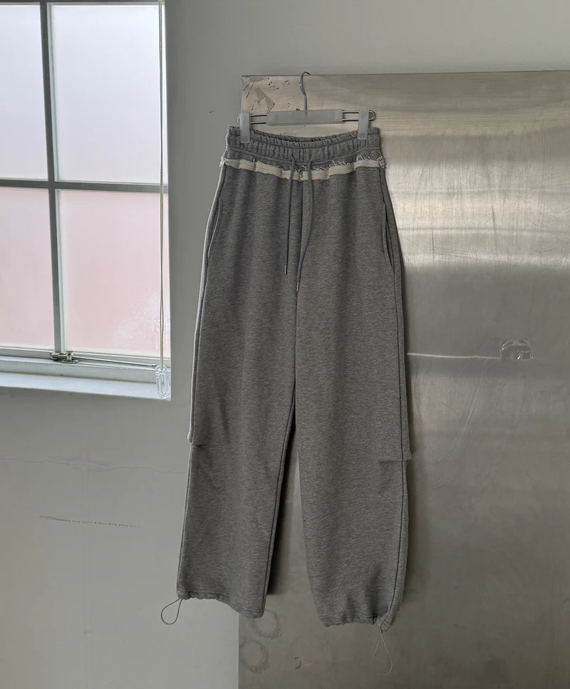 LeAhicon Lace Trim Drawstring Wide Leg Sweat Pants