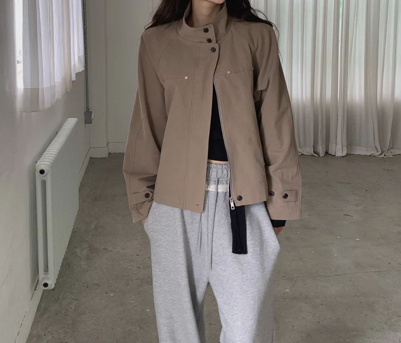 LeAhicon Stand Collar Half Field Jacket