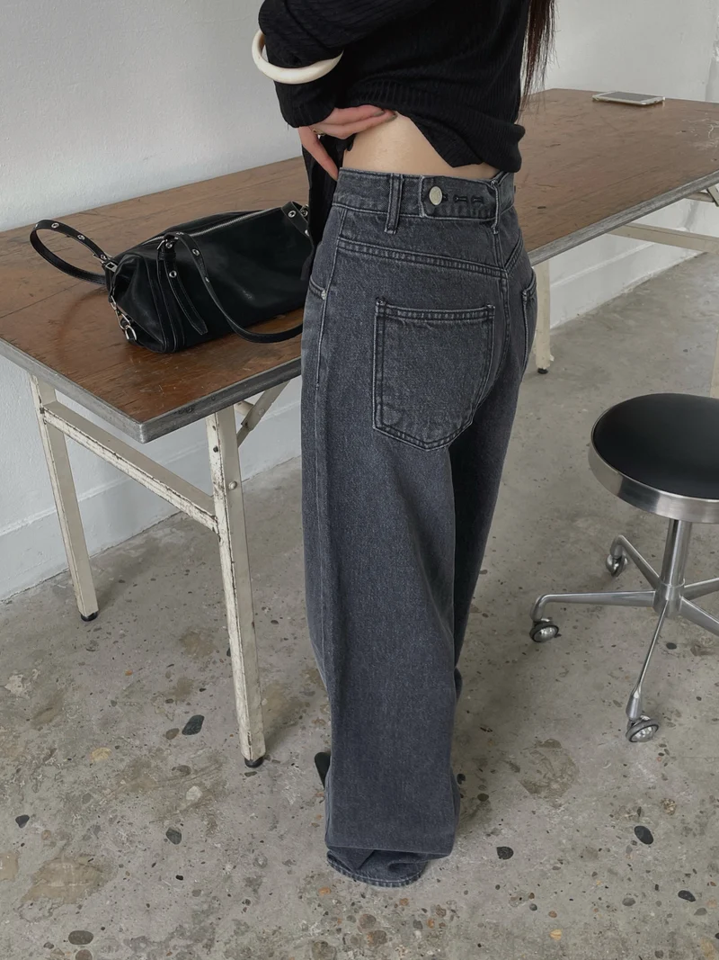 LeAhicon High Waist Wide Leg Vintage Wash Jeans