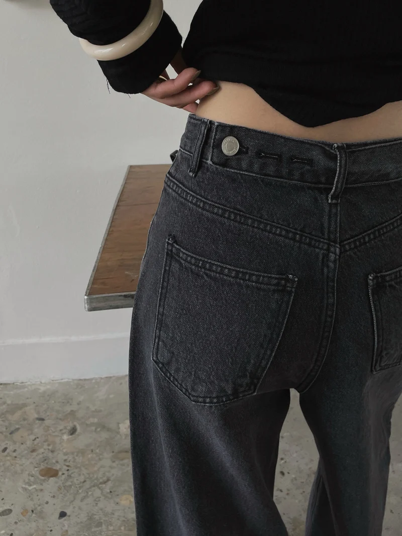 LeAhicon High Waist Wide Leg Vintage Wash Jeans