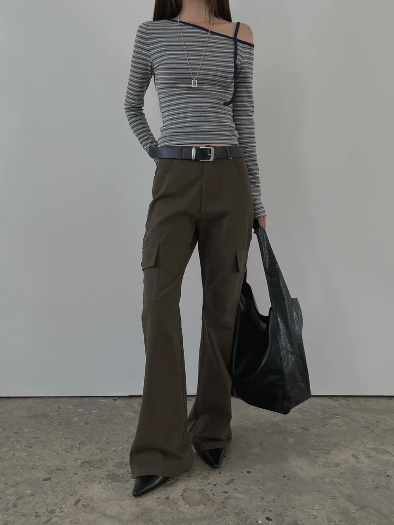 LeAhicon High Waist Bootcut Cargo Pants