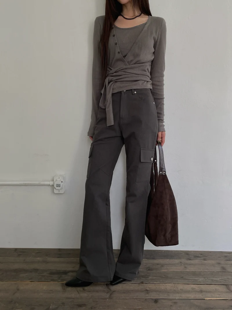 LeAhicon High Waist Bootcut Cargo Pants