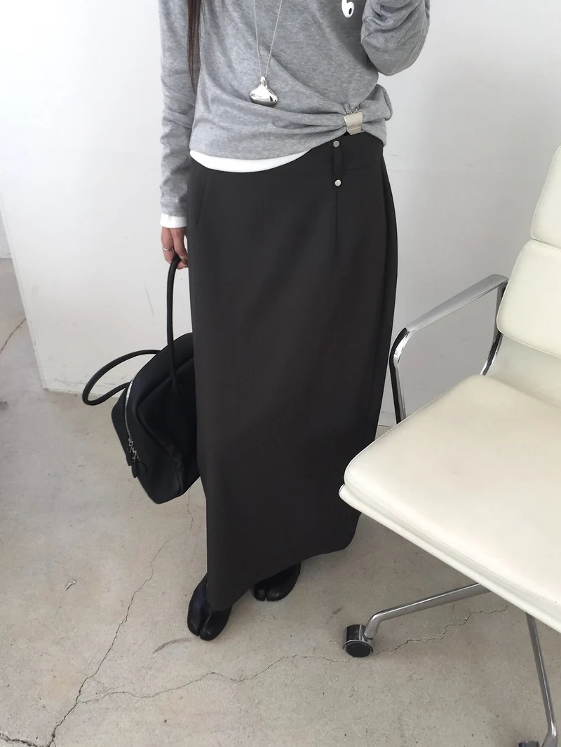 Nweol Stud Detail High Waist Maxi Skirt