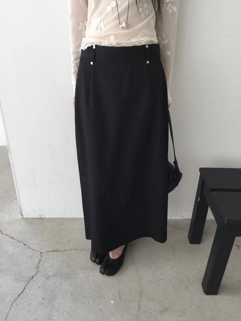 Nweol Stud Detail High Waist Maxi Skirt