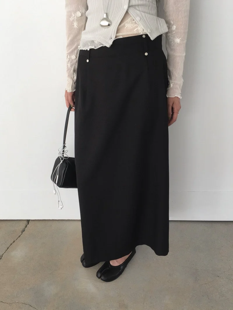 Nweol Stud Detail High Waist Maxi Skirt