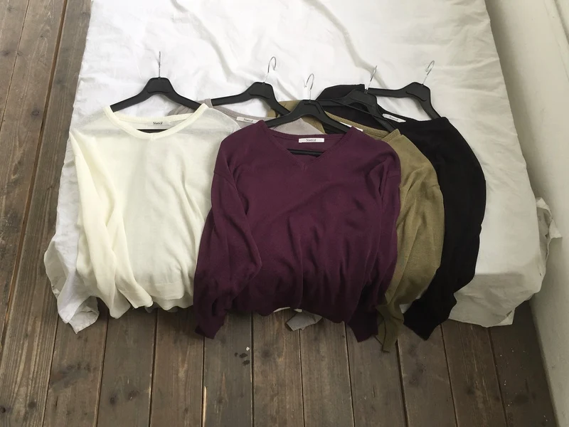 (2Pack) Nweol V-Neck Drop Shoulder Oversized Knit Sweater