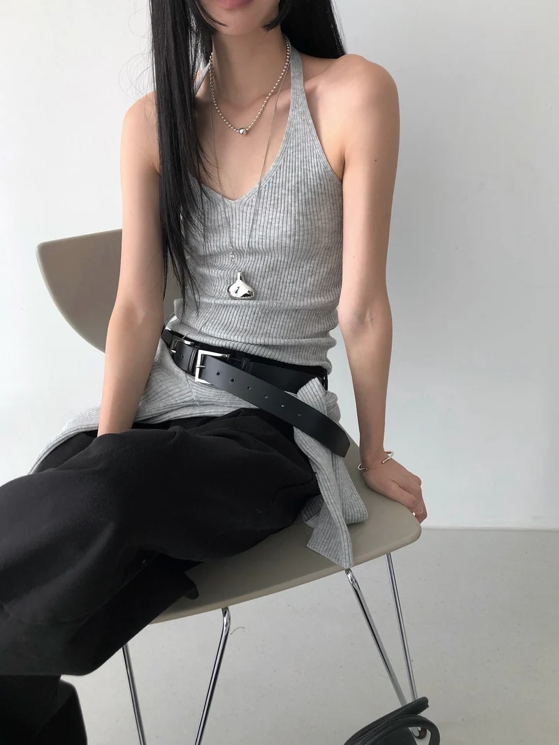 Nweol Ribbed Knit Cardigan and Tank Top Set