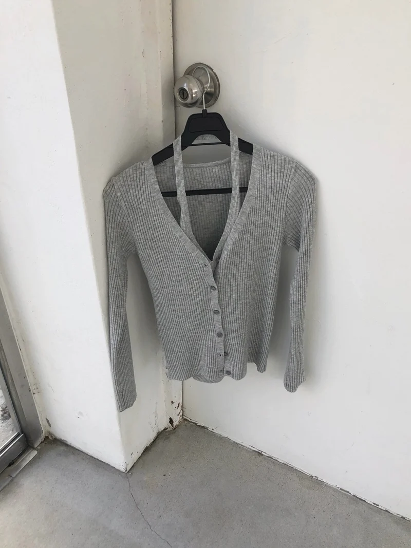 Nweol Ribbed Knit Cardigan and Tank Top Set