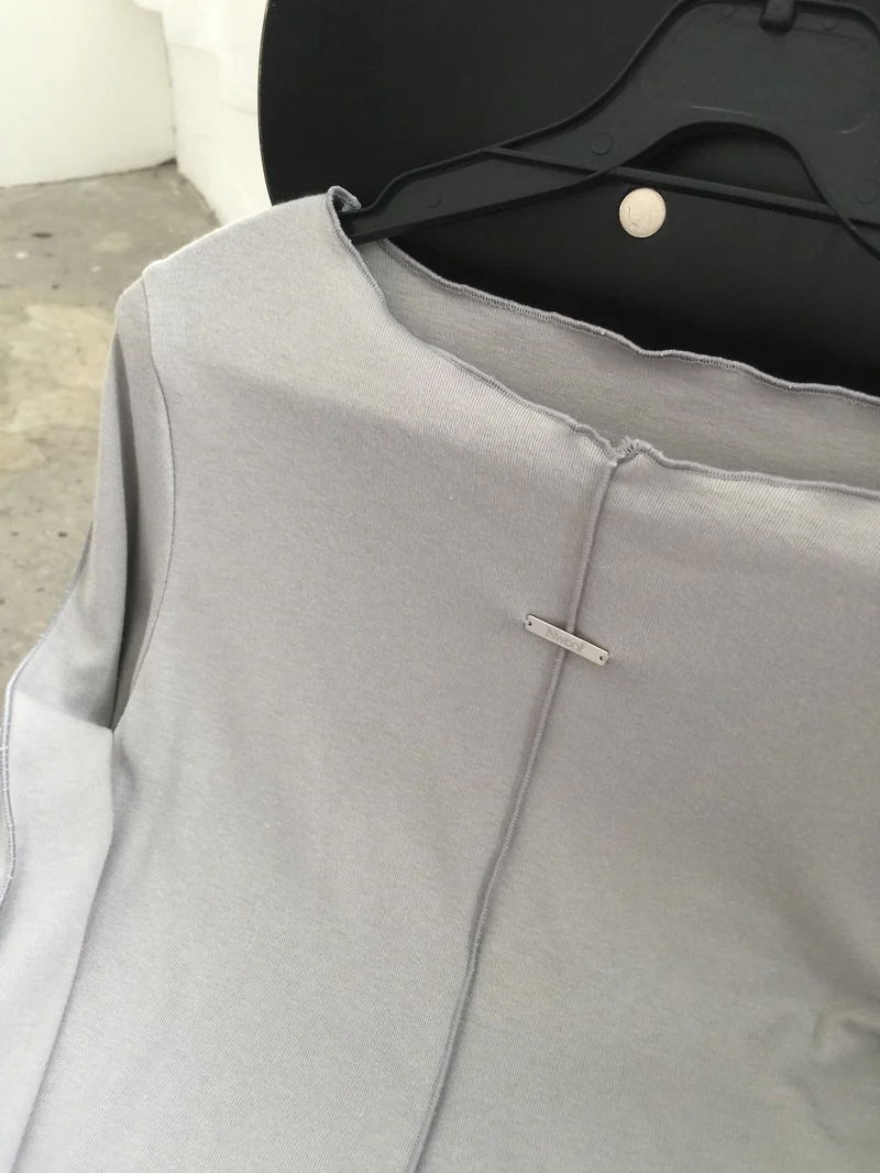 (2Pack) Nweol Frill Neck Seam Detail Fitted Long Sleeve Top