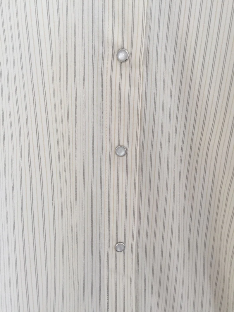 Nweol Striped Snap Button Shirt with Belt