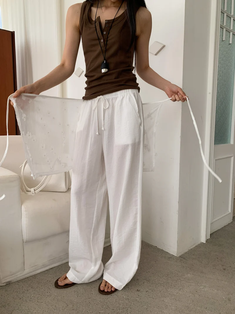 Merrymore Floral Overlay Wrap Layered Wide Leg Pants