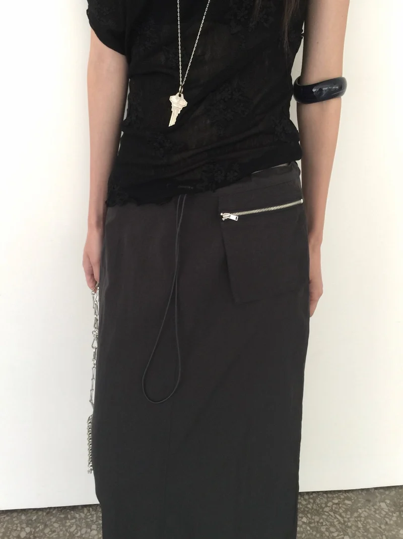 Nweol Low Rise Zip Pocket Maxi Skirt
