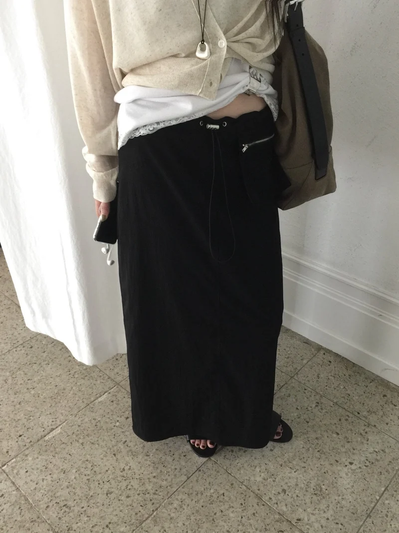 Nweol Low Rise Zip Pocket Maxi Skirt