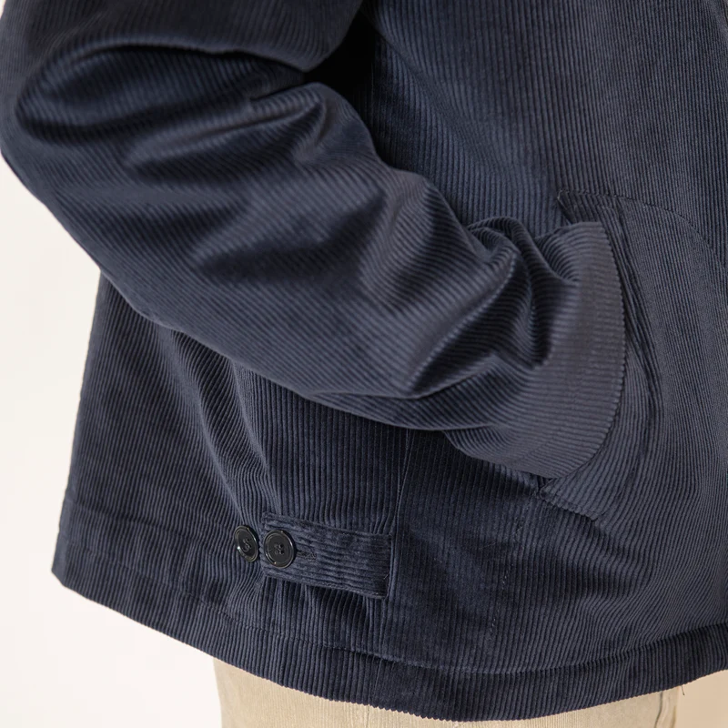 BLOUSON MARIO MATELASSÉ EN GROS VELOURS BLEU MARINE