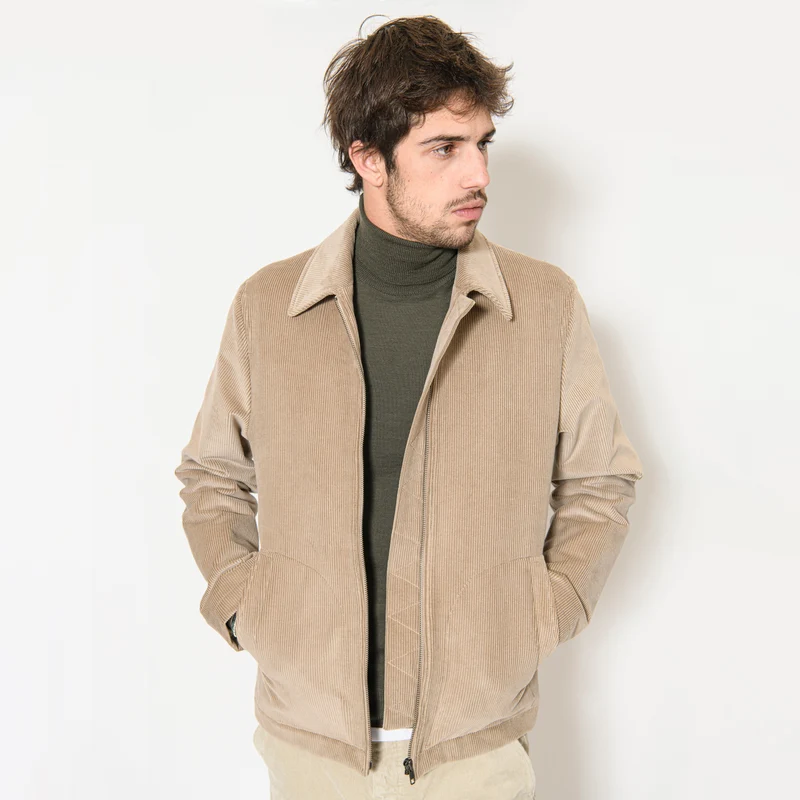 BLOUSON MARIO MATELASSÉ EN GROS VELOURS BEIGE