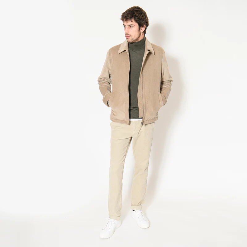 BLOUSON MARIO MATELASSÉ EN GROS VELOURS BEIGE