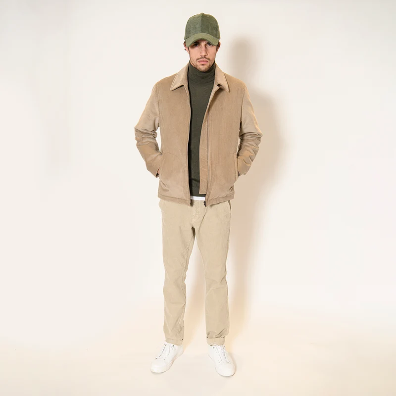 BLOUSON MARIO MATELASSÉ EN GROS VELOURS BEIGE