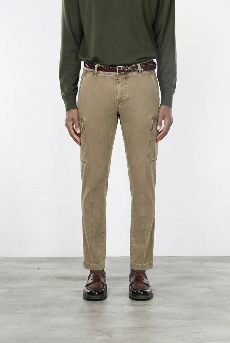 Chile pantalon cargo homme en gabardine stretch, extra slim fit ①