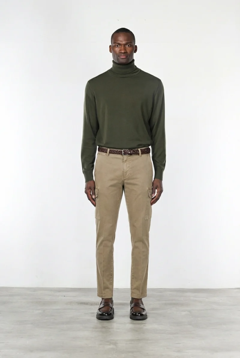 Chile pantalon cargo homme en gabardine stretch, extra slim fit ①
