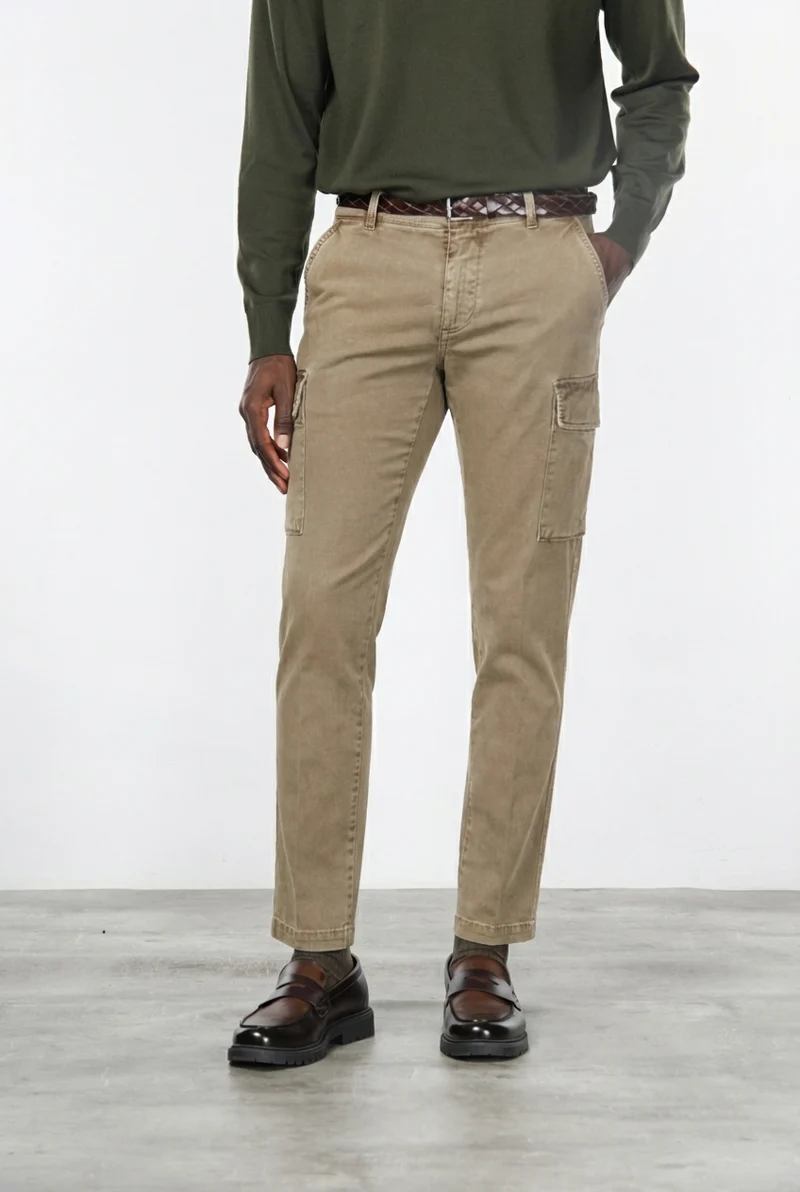 Chile pantalon cargo homme en gabardine stretch, extra slim fit ①