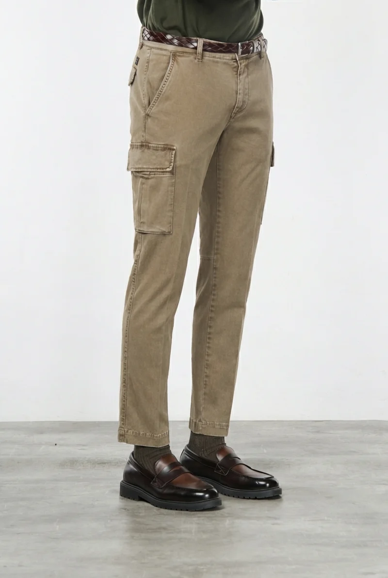 Chile pantalon cargo homme en gabardine stretch, extra slim fit ①