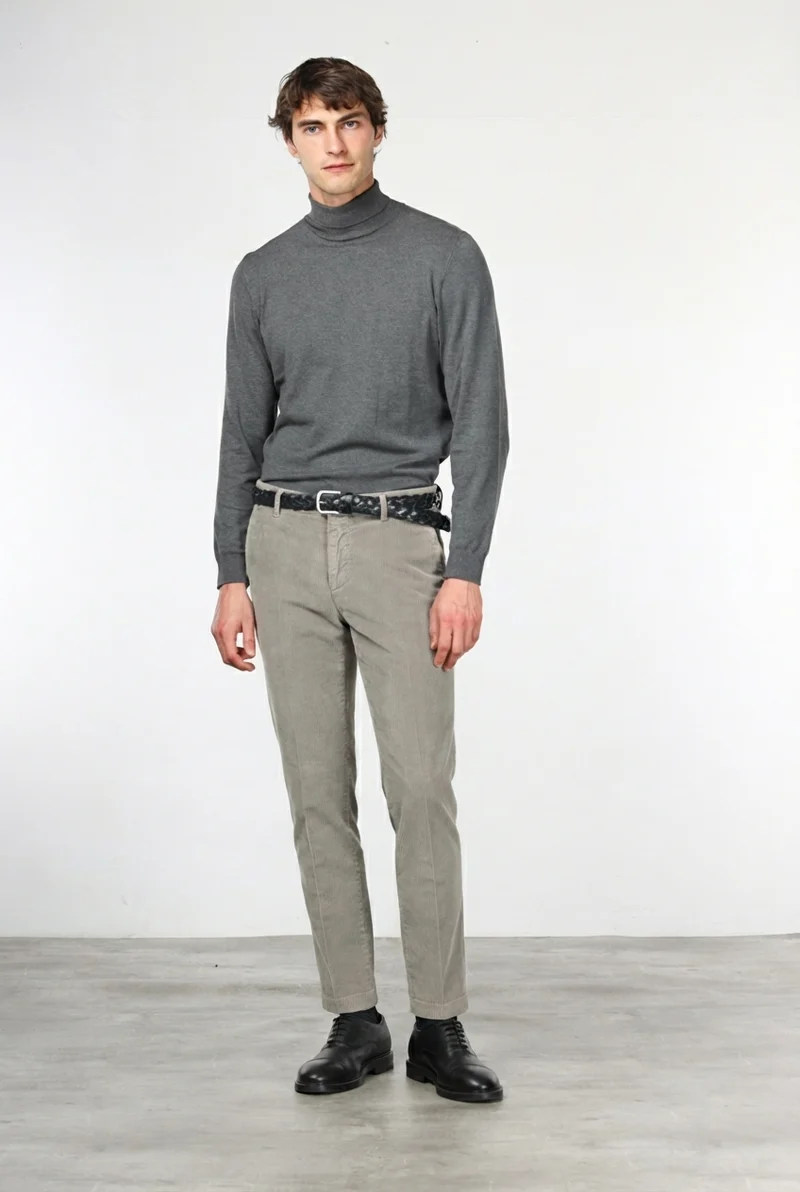 Milano pantalon chino homme en velours côtelé 500 raies, extra slim fit ①