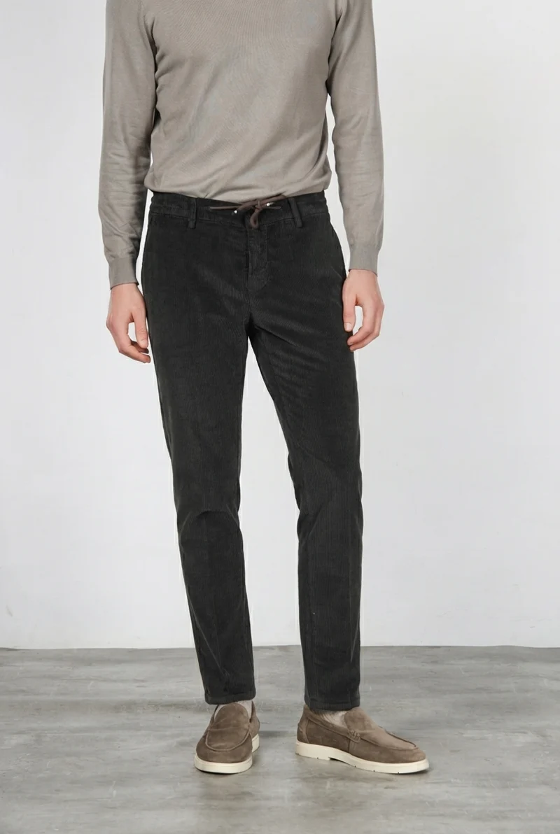 Pantalon chino homme Milano Jogger en velours 500 raies extra slim fit