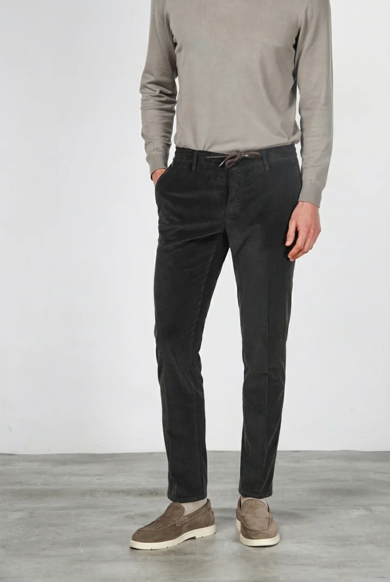 Pantalon chino homme Milano Jogger en velours 500 raies extra slim fit