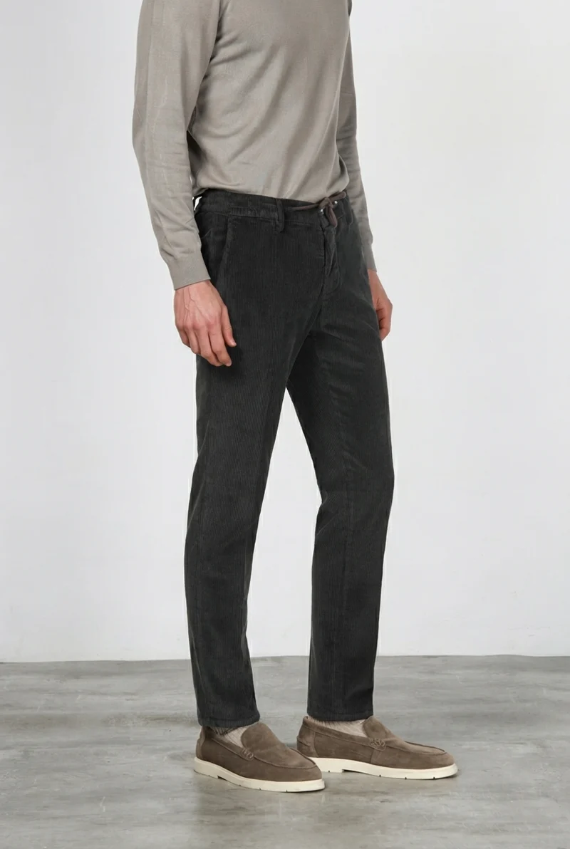 Pantalon chino homme Milano Jogger en velours 500 raies extra slim fit