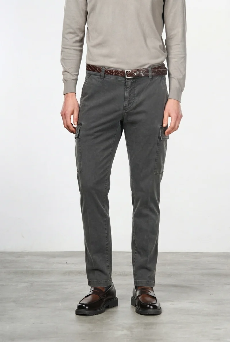 Pantalon cargo homme Chile en gabardine stretch extra slim fit ①