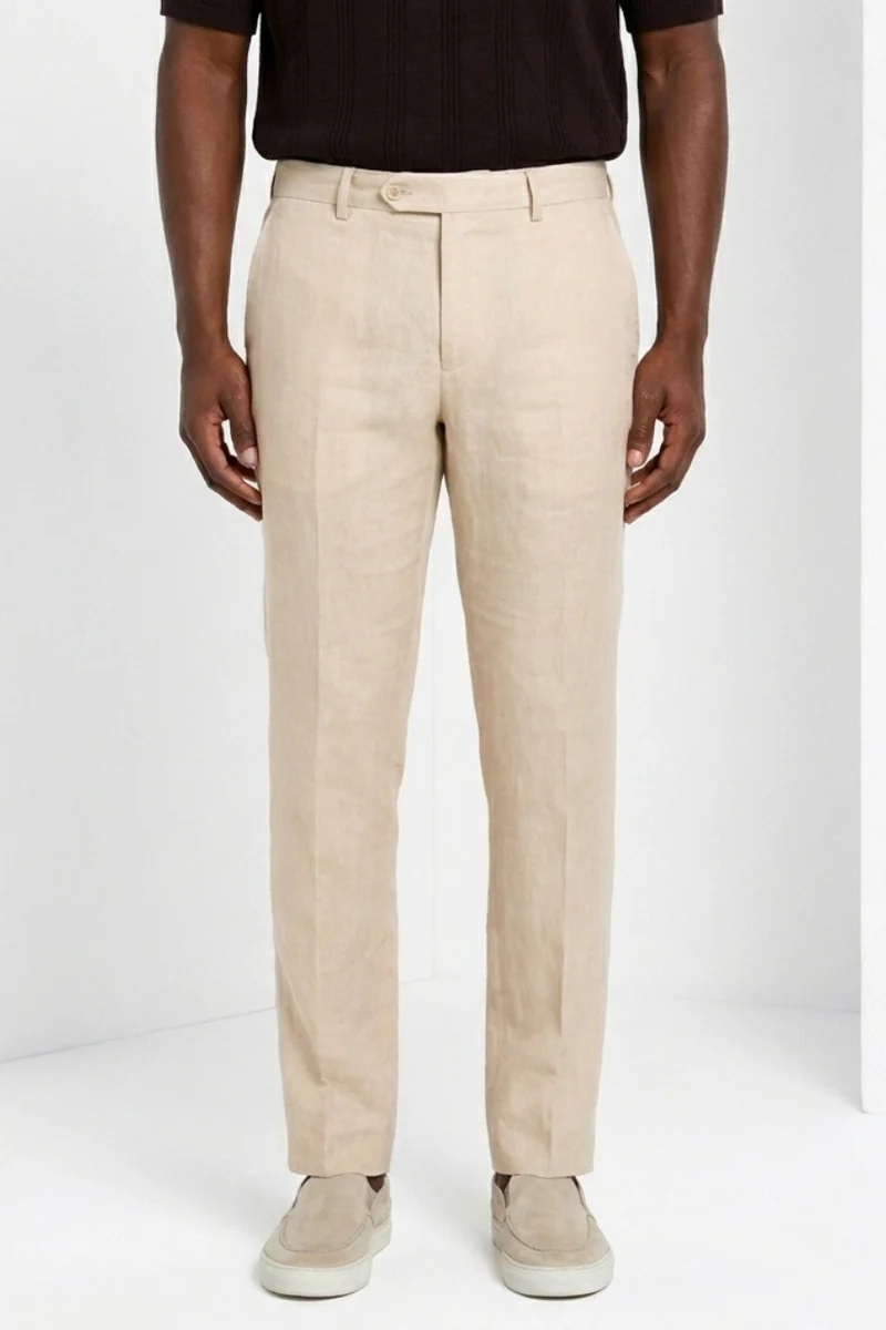 New York Icon Flex pantalon chino homme en twill de lin et coton regular fit