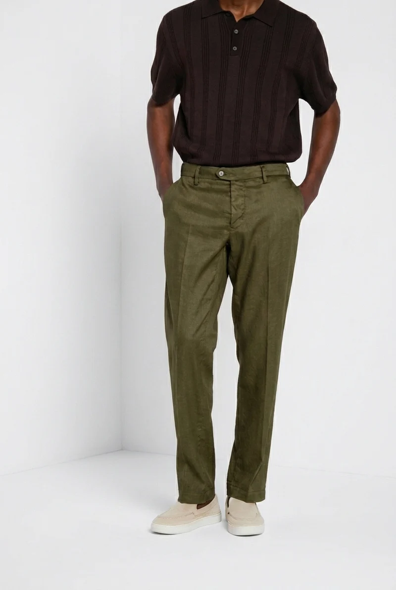 New York Icon Flex pantalon chino homme en twill de lin et coton regular fit