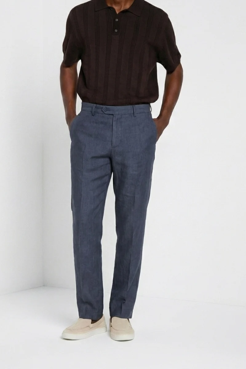 New York Icon Flex pantalon chino homme en twill lin et coton regular fit