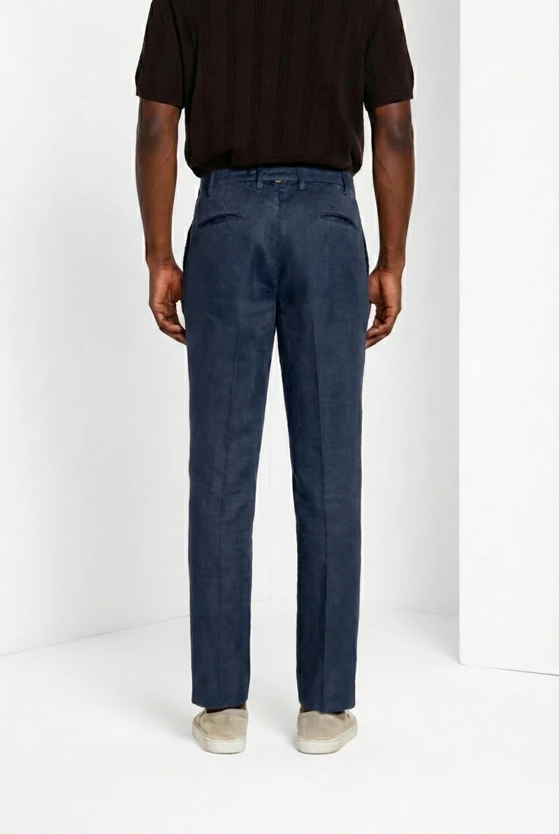 New York Icon Flex pantalon chino homme en twill lin et coton regular fit