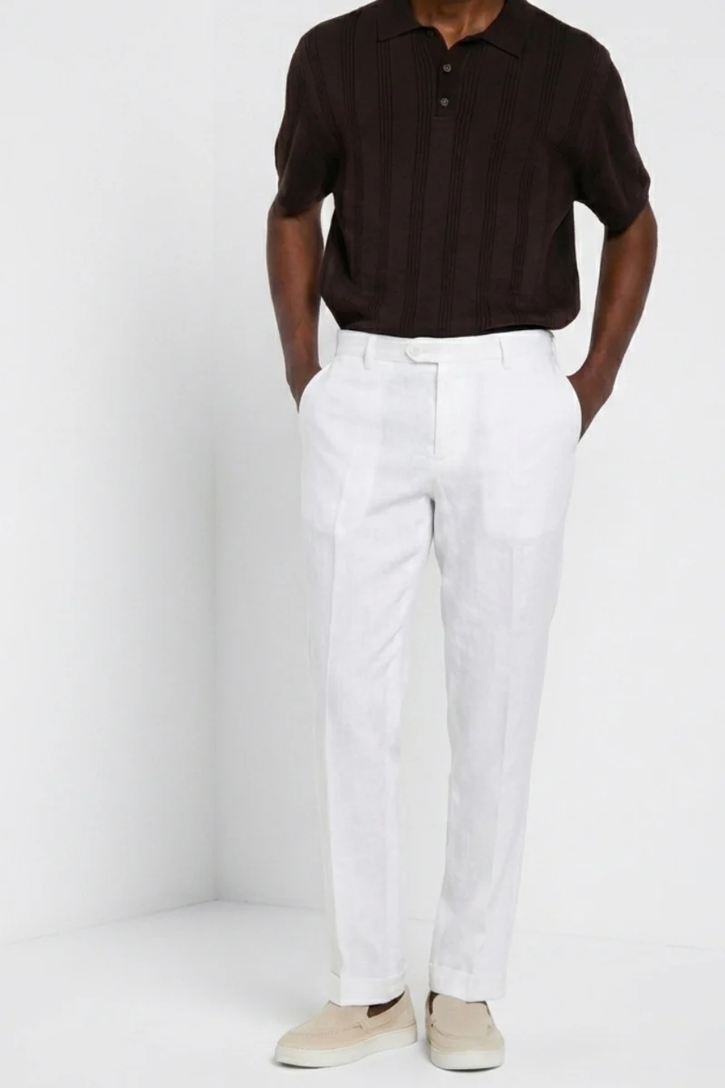 New York Icon Flex pantalon chino homme en twill de lin et coton regular fit