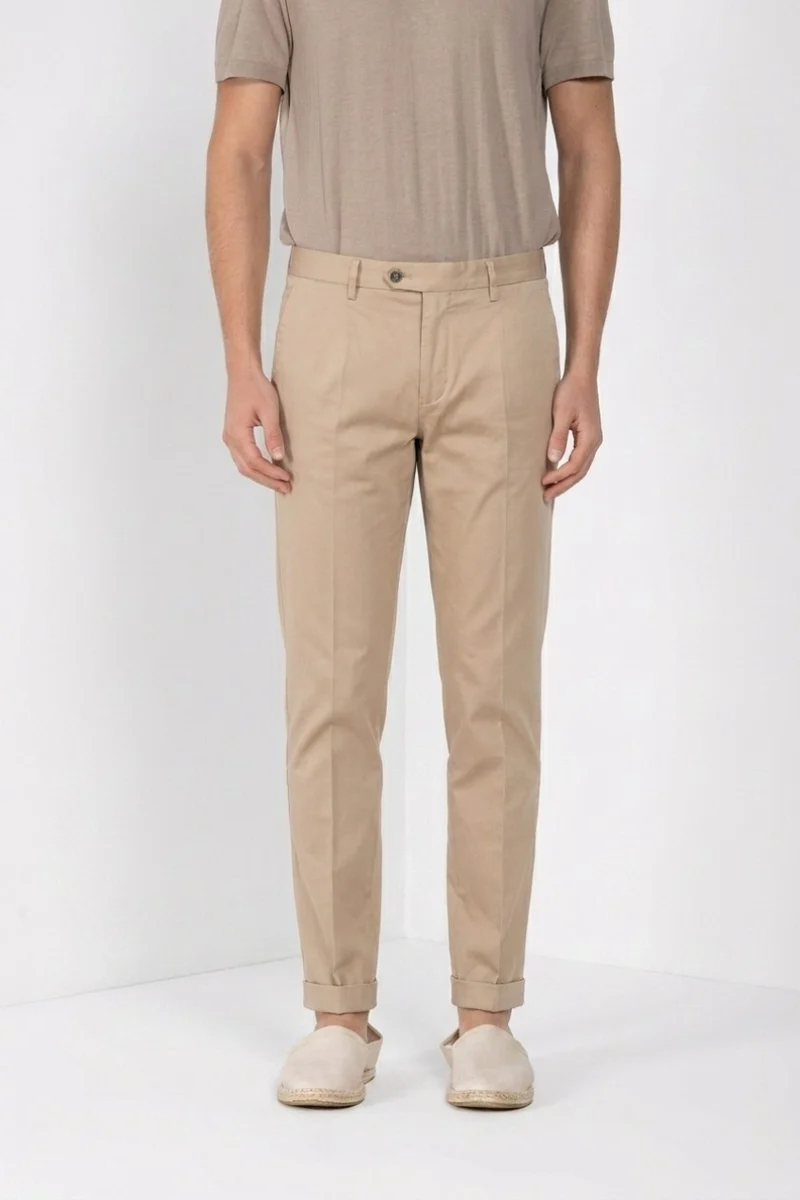 Torino City pantalon chino homme en satin de coton et soie slim fit