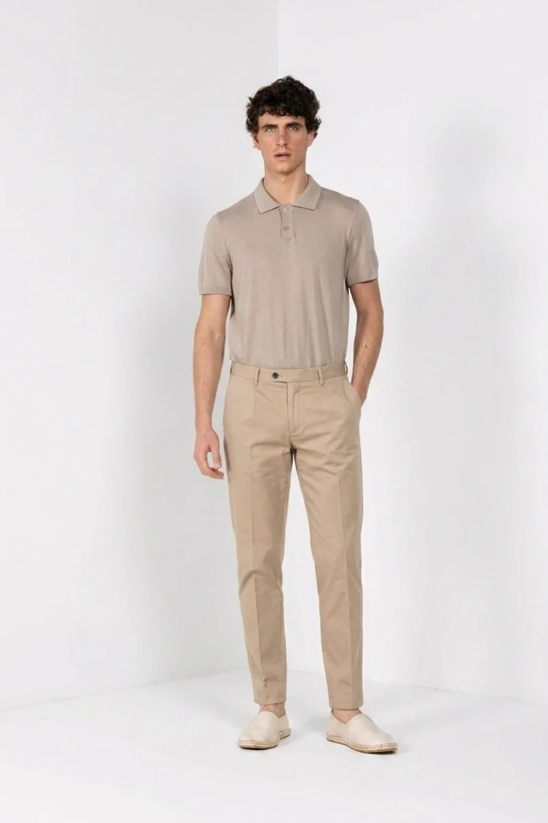 Torino City pantalon chino homme en satin de coton et soie slim fit