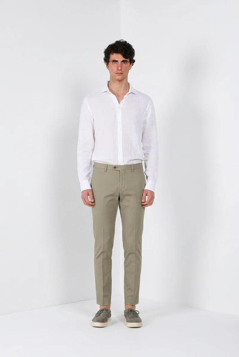 Torino City Icon Flex pantalon chino homme en cavallery de coton et lin stretch slim fit