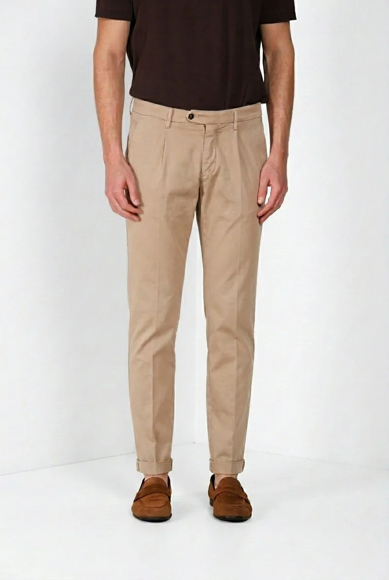 Torino 1 Pinces Flex pantalon chino homme en gabardine super stretch slim fit