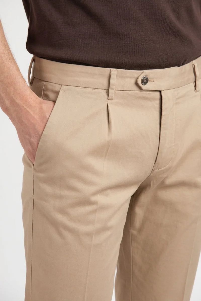 Torino 1 Pinces Flex pantalon chino homme en gabardine super stretch slim fit