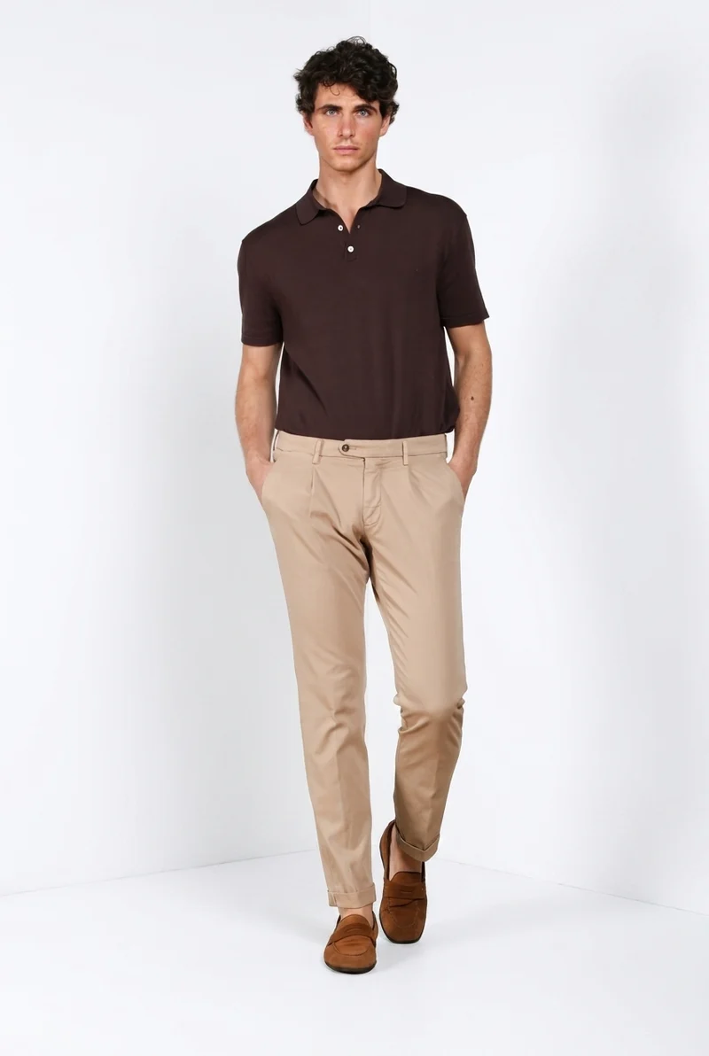 Torino 1 Pinces Flex pantalon chino homme en gabardine super stretch slim fit
